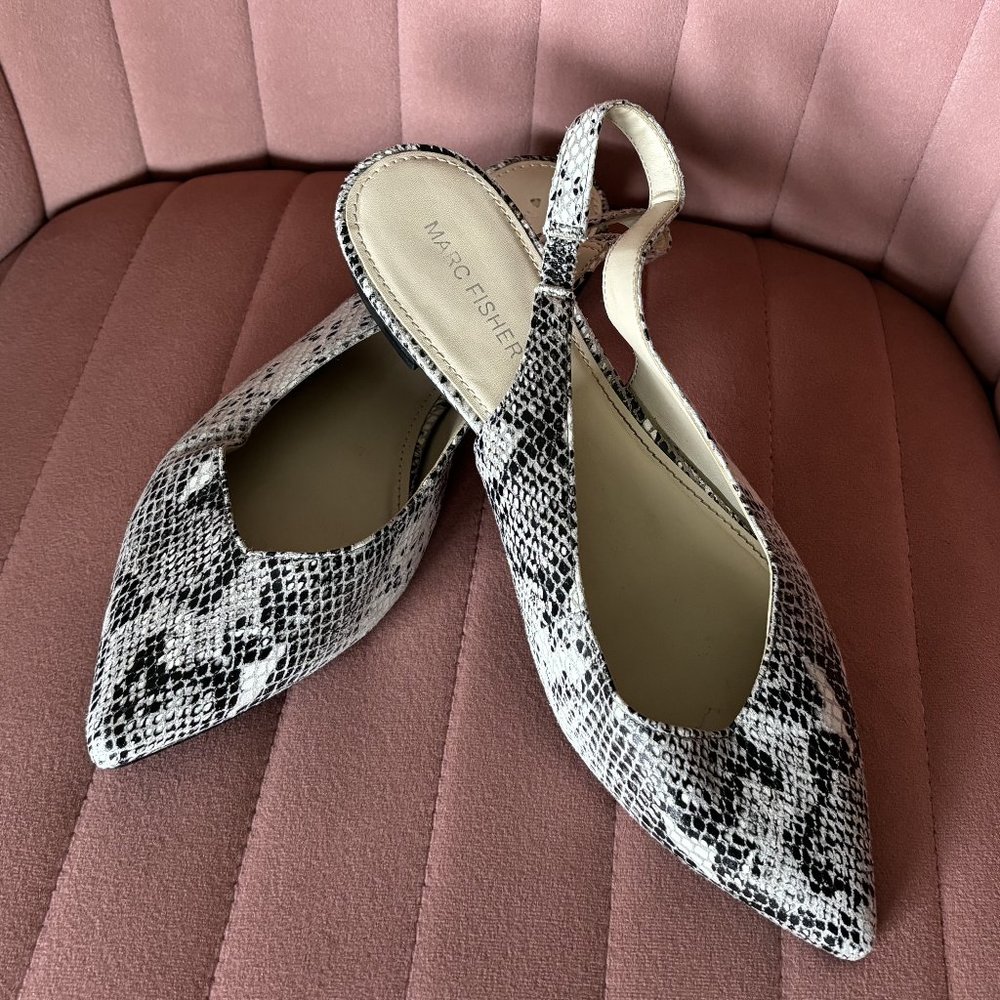 Marc Fisher Snakeskin Back-strap Flats - 7M